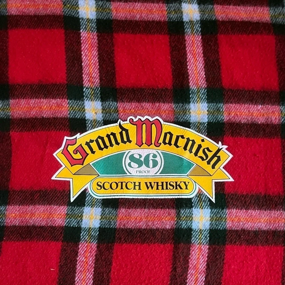 Vintage Plaid Grand Macnish 86 Proof Scotch Whisky Blanket